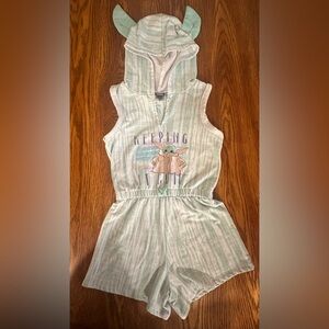 Star Wars Yoda Girls Hooded Cosplay Romper Shorts Graphic Print Summer Green